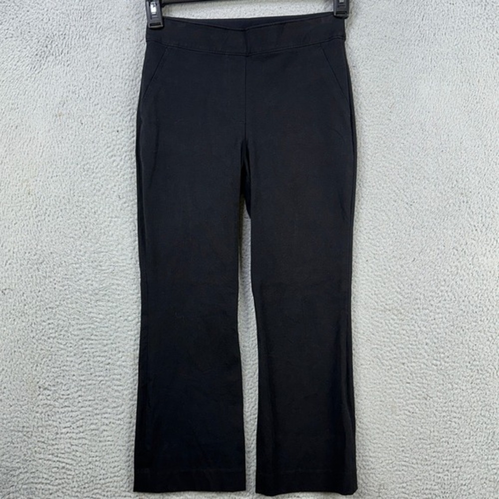 Spanx Pants Pull On‎ Capris Womens Small Black Stretch Wide Leg Mid-Rise Pockets